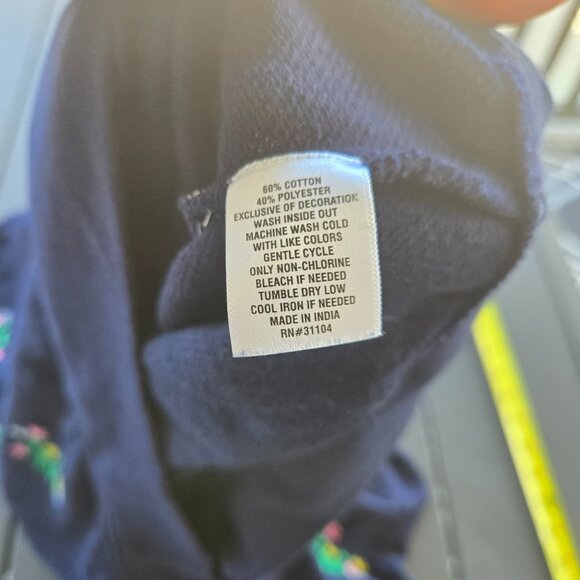 Crown & Ivy Blue Short Sleeve Sweater with Floral embroidery Sz XL - Picture 6 of 7